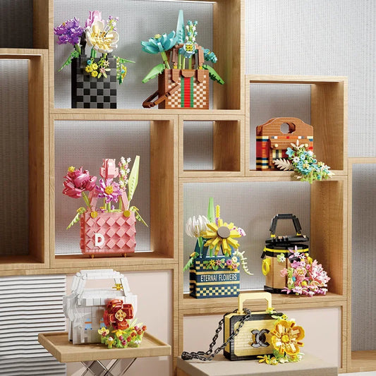 Checked Brick Floral Bag