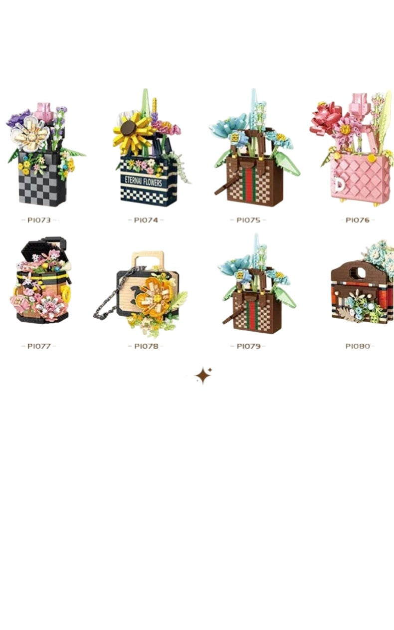Checked Brick Floral Bag